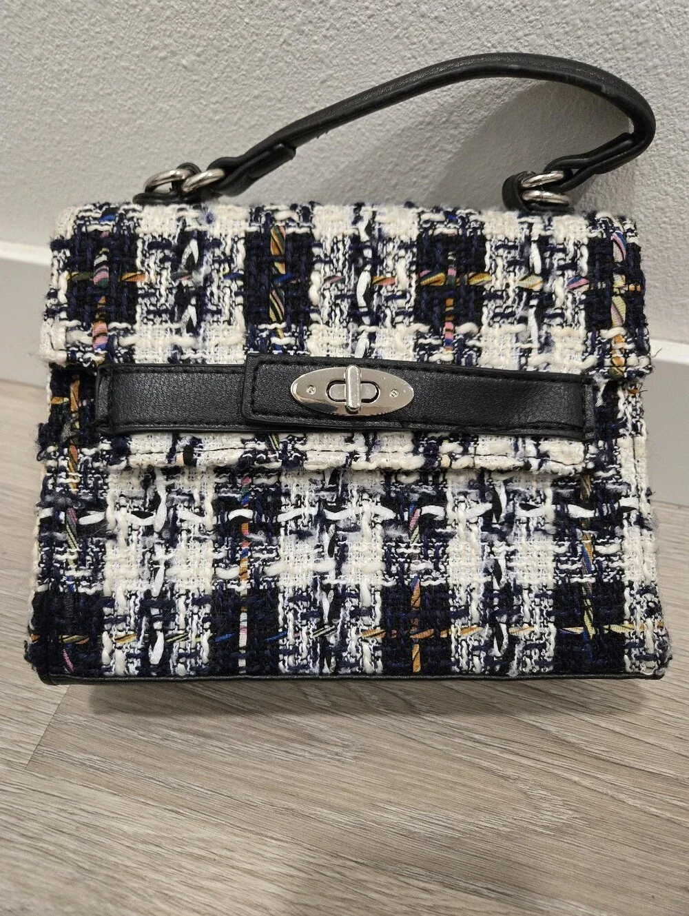 Madden NYC Navy & White plaid Handbag